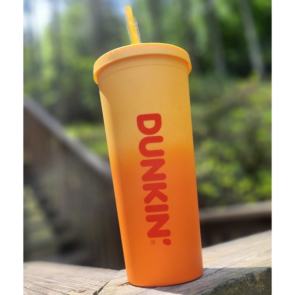 . Dunkin' Yellow/Orange Rainbow Ombre Summer Tumbler/Cold Cup - Picture 4 of 10